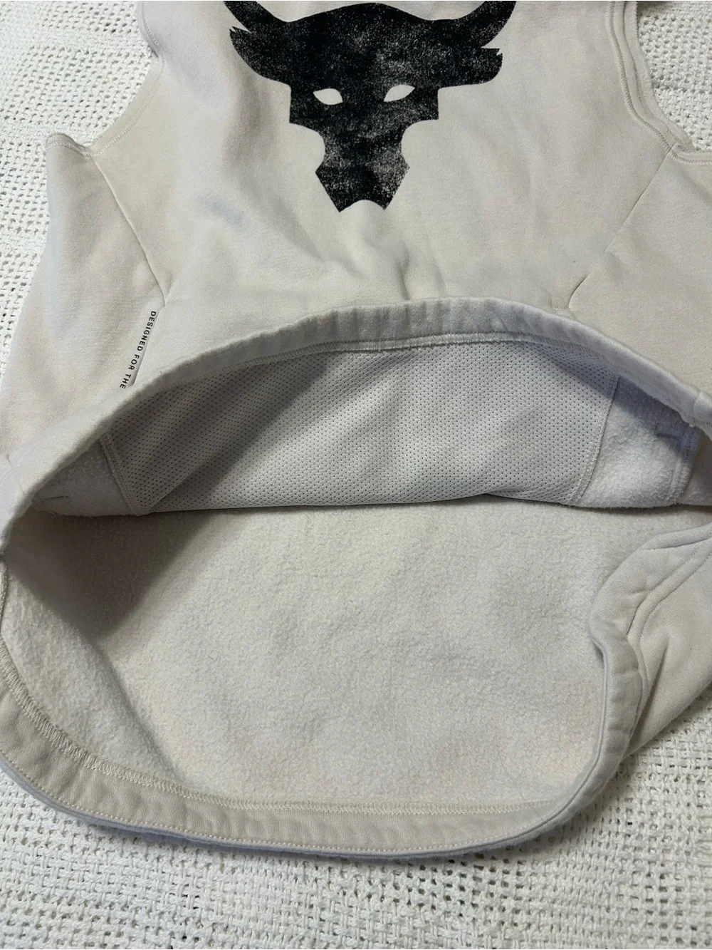 Under Armour Men's Sleeveless Hoodie in Cream with Black Logo